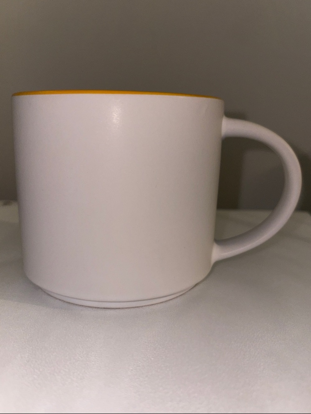 Large White Ceramic Coffee Mug with Yellow Interior - Home Dining - Picture 2 of 3